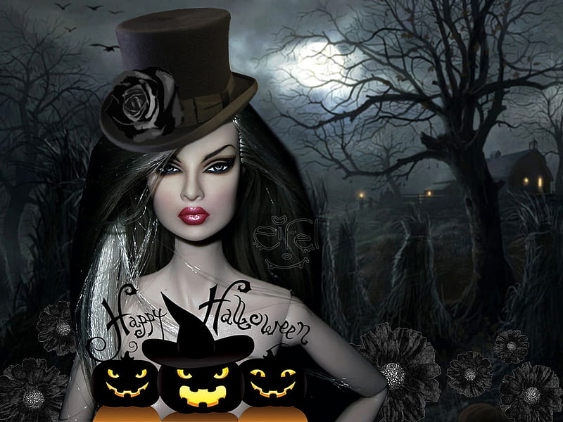 Halloween Beauty, Moon, Pumpkins, Eerie, Magical, Tree, Darkness, Top ...