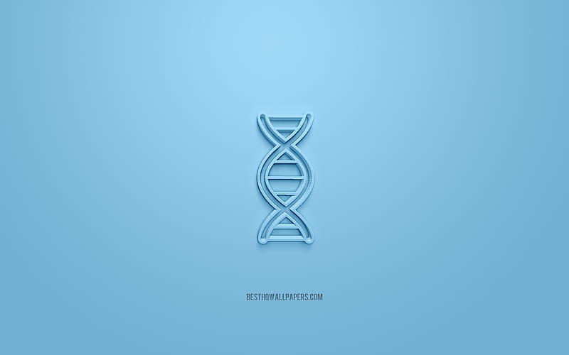 DNA 3d icon, blue background, 3d symbols, DNA, creative 3d art, 3d icons, DNA sign, Medicine 3d icons, HD wallpaper