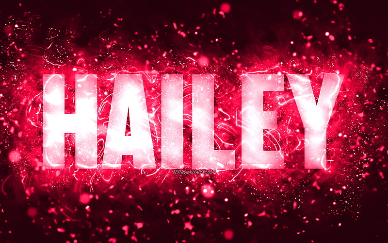 Happy Birtay Hailey pink neon lights, Hailey name, creative, Hailey Happy Birtay, Hailey Birtay, popular american female names, with Hailey name, Hailey, HD wallpaper