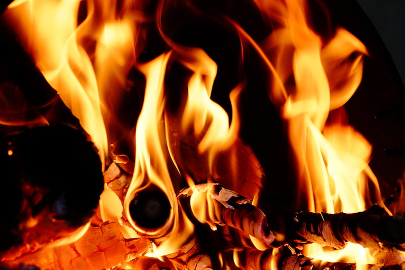 bonfire, fire, coal, flame, HD wallpaper