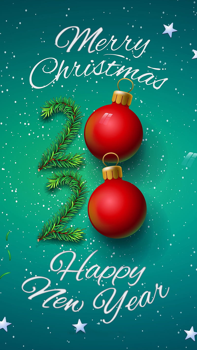 Merry Christmas, 2020, balls, happy, new year, pine tree, sayings ...