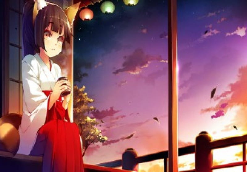 Neko Miko, miko, japanese, neko, kimono, tea, cute, japan, girl ...