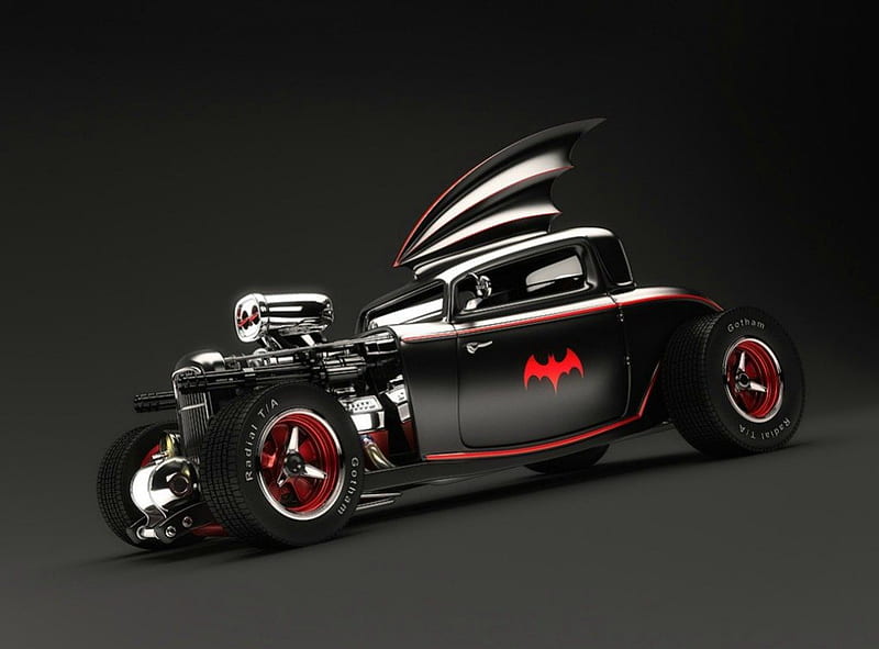 Batmobile-Hot-Rod, Classic, Black, Hotrod, Custom, HD wallpaper
