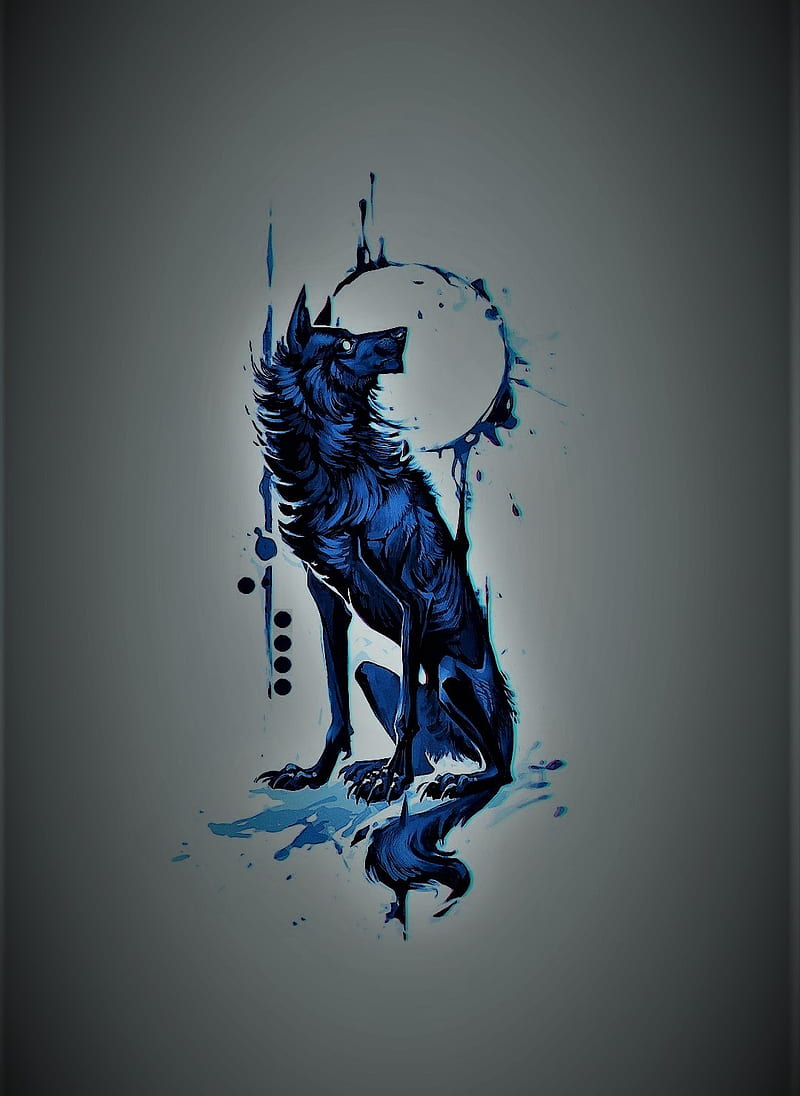 black and blue wolf wallpaper