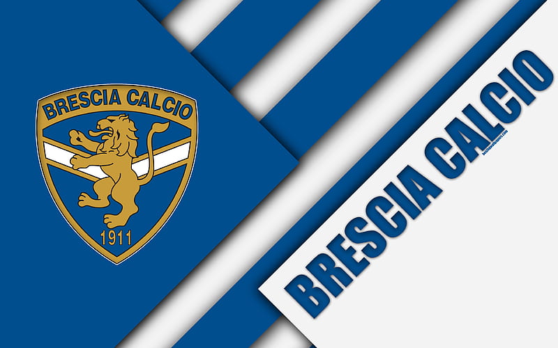 Brescia Calcio material design, logo, blue white abstraction, emblem