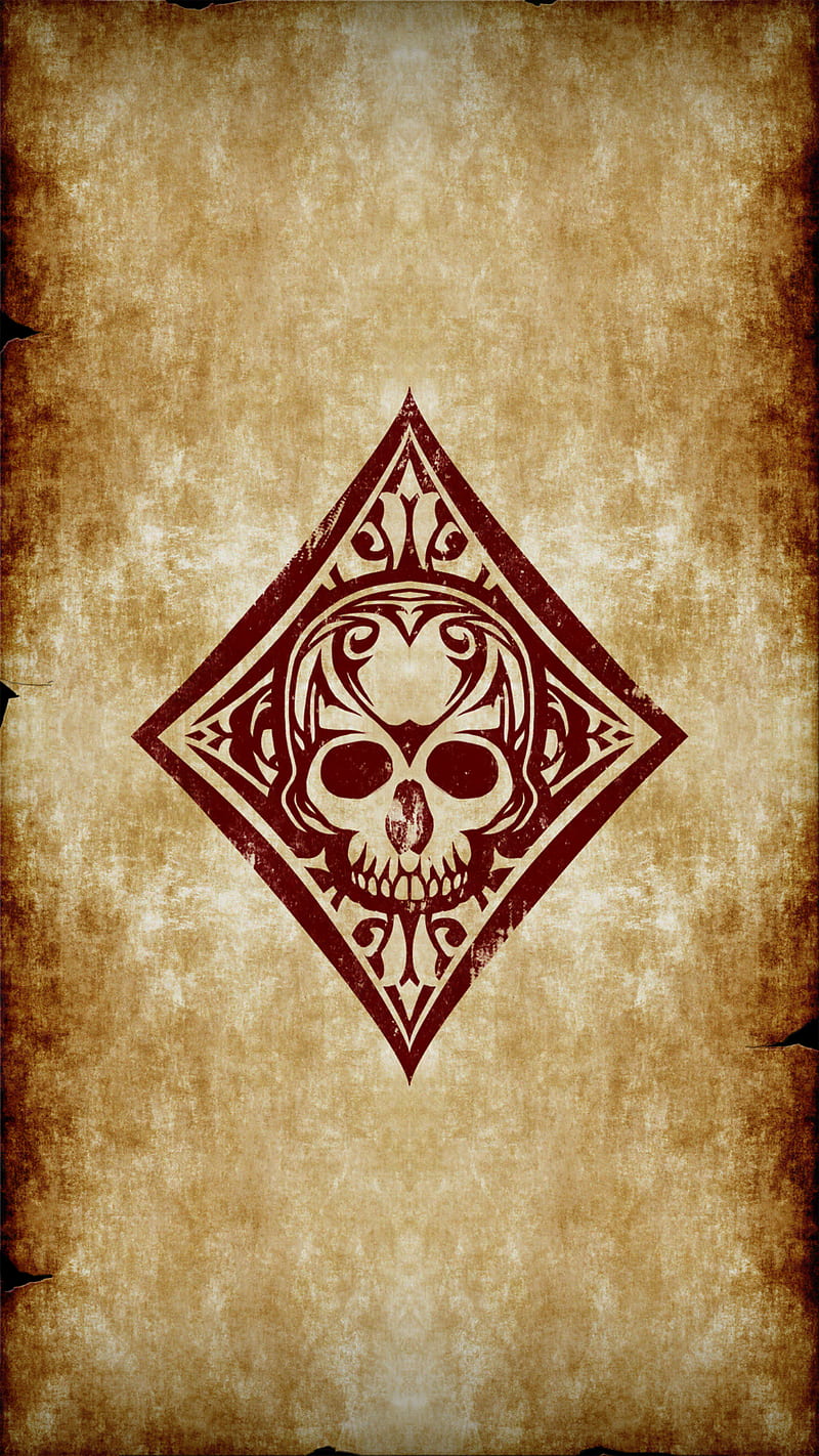 Ace of diamonds, ace, cards, skull, HD phone wallpaper