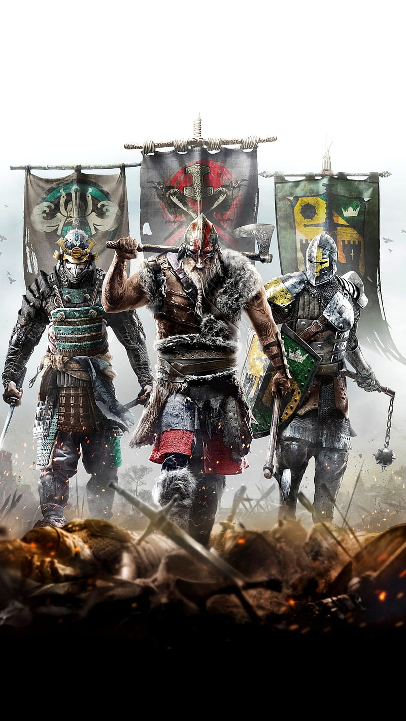 For Honor, 1080x1920, knight, samurai, videogames, viking, HD phone wallpaper