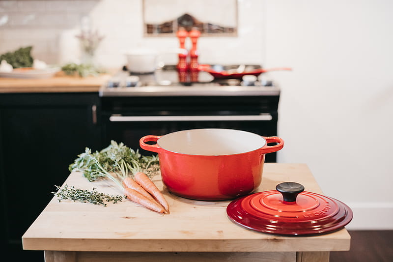 red cooking pot, HD wallpaper