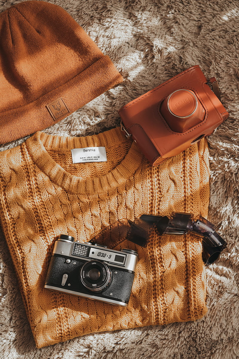camera, film, sweater, retro, HD phone wallpaper