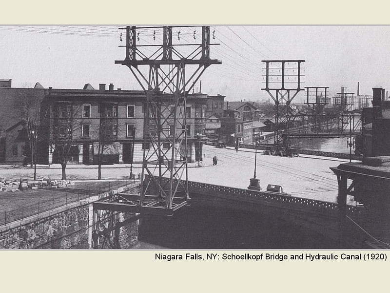 Niagara Falls, NY: Schoellkopf Bridge and Hydraulic Canal (1920), architecture, water, bridge, niagara falls, HD wallpaper