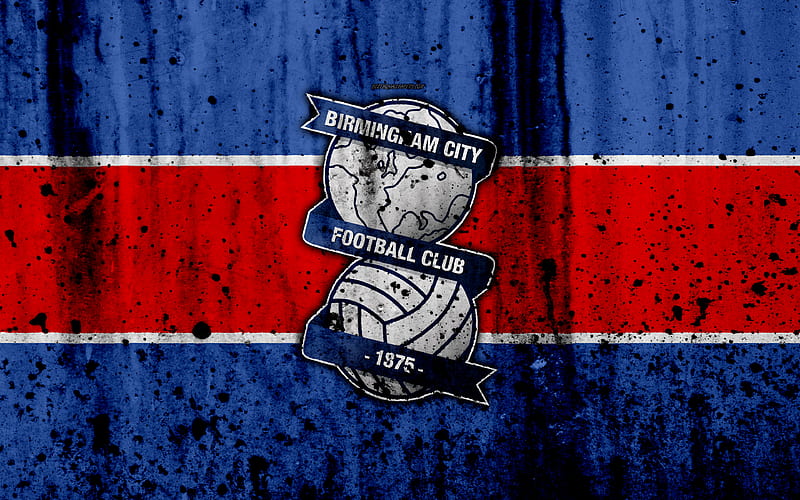 FC Birmingham City, grunge, EFL Championship, art, soccer, football club, England, Birmingham City, logo, stone texture, Birmingham City FC, HD wallpaper