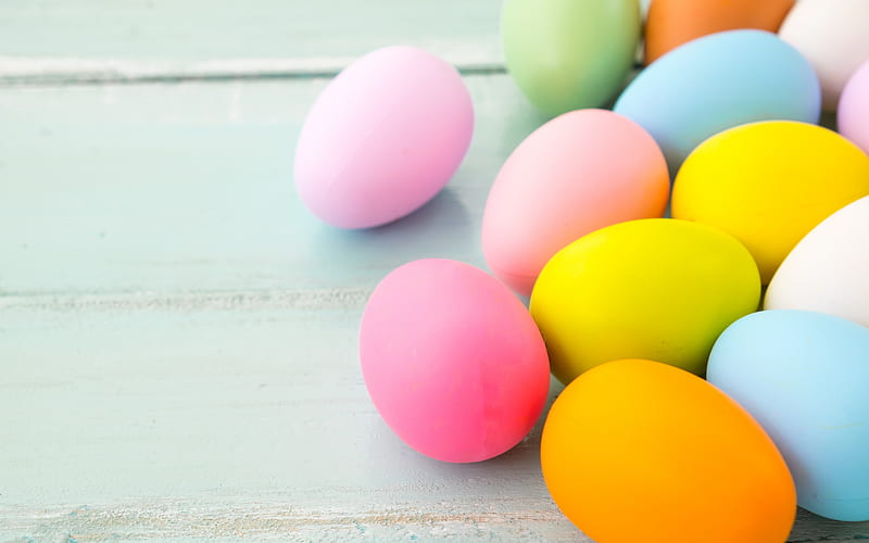 colorful Easter eggs, close-up, Happy Easter, spring holiday, April, HD wallpaper