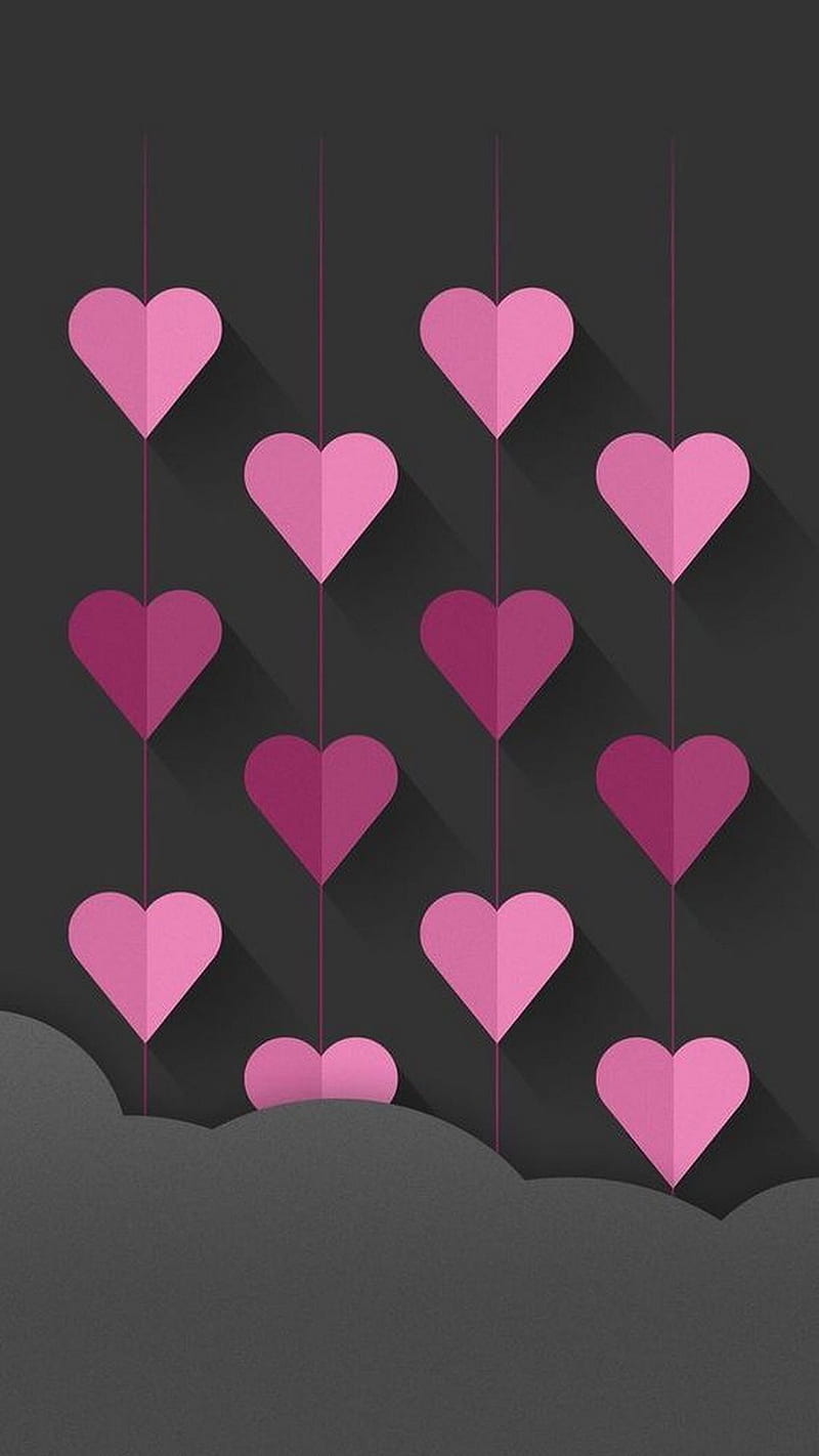 corazones, dark, essential, green, love, phone, pink, rose, tech, HD phone wallpaper