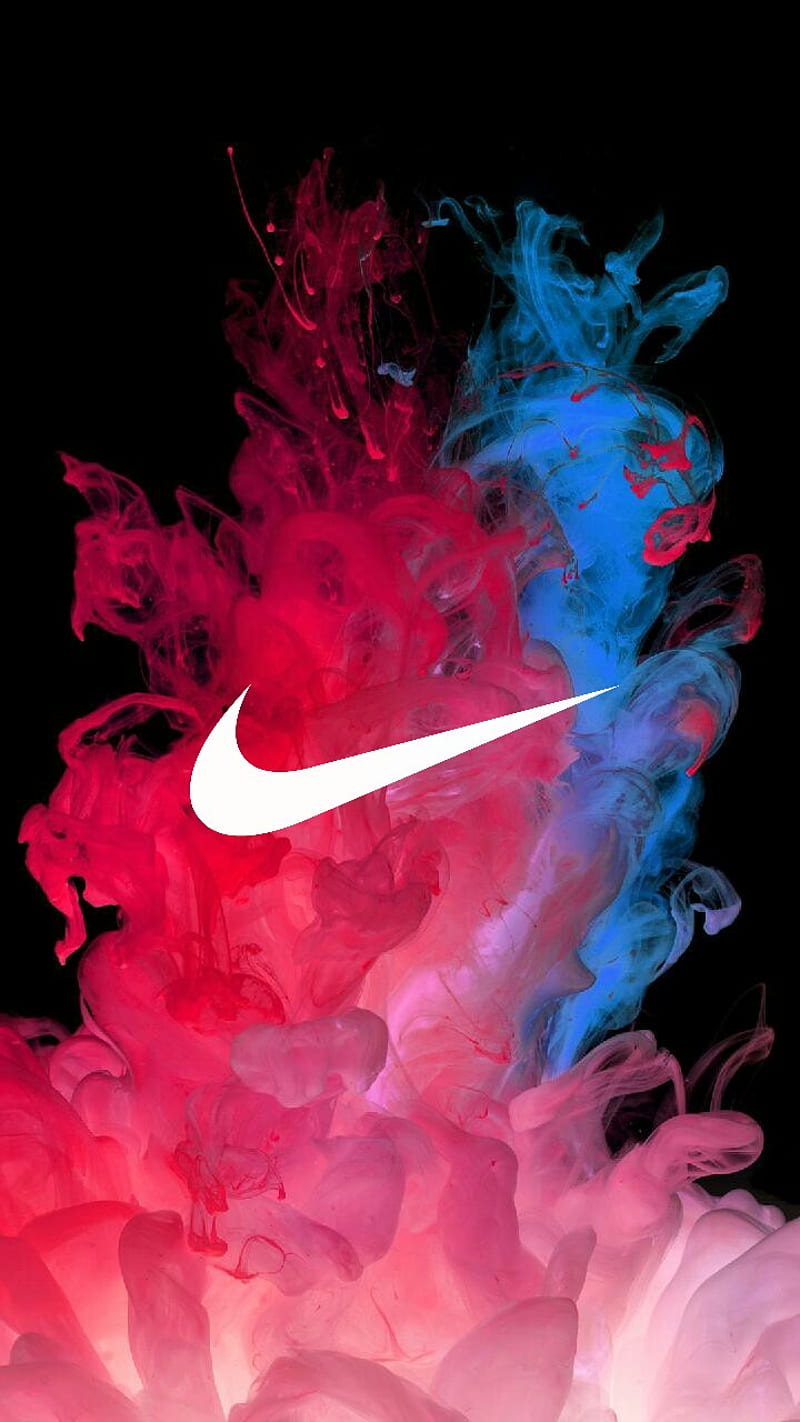 Nike, abstract, blue, explosion, logo, pink, rainbow, smoke, HD phone ...