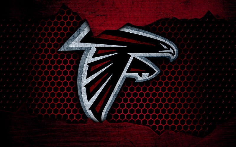 Atlanta Falcons logo, NFL, american football, NFC, USA, grunge, metal texture, South Division, HD wallpaper