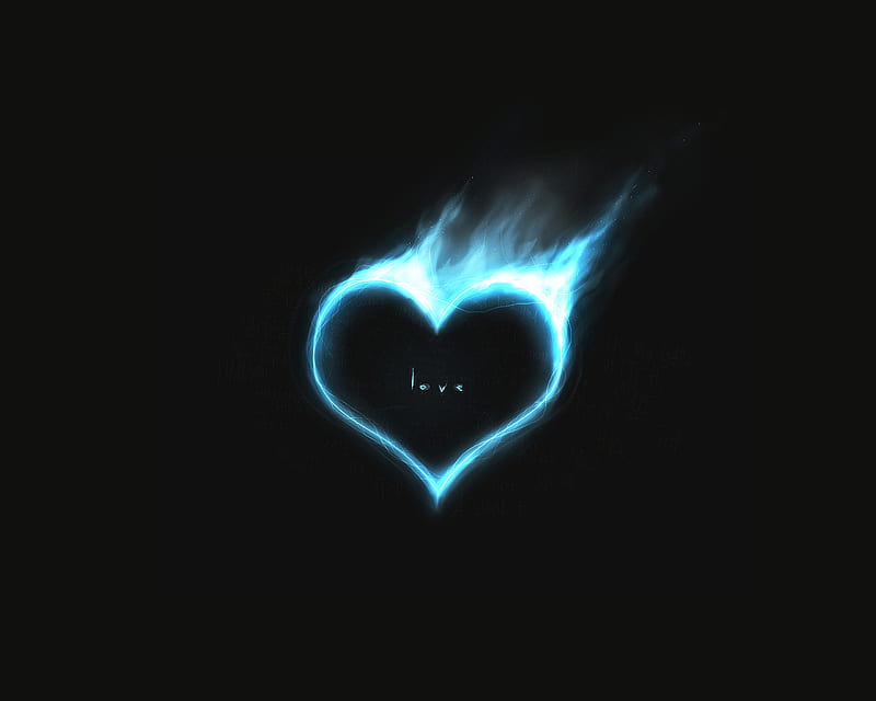 heart, fire, love, burn, art, HD wallpaper