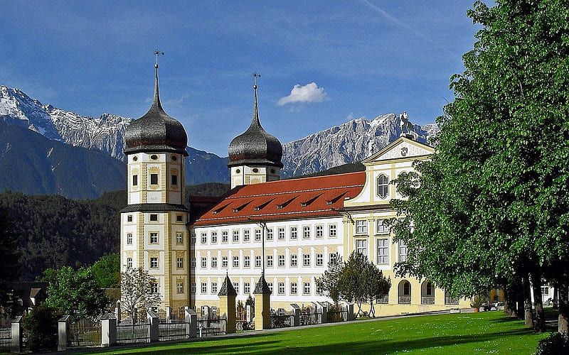 Monastery in Stams, Tirol, Austria, Alps, Austria, Tirol, monastery, HD wallpaper
