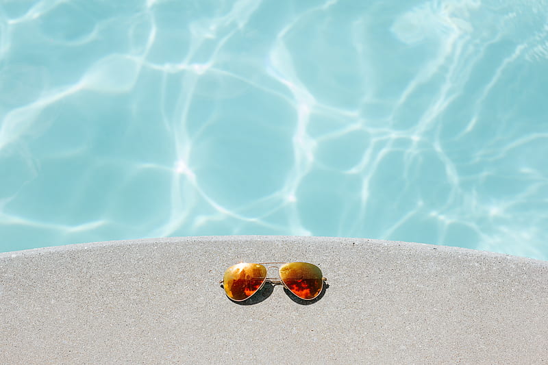 sunglasses, glasses, pool, water, HD wallpaper