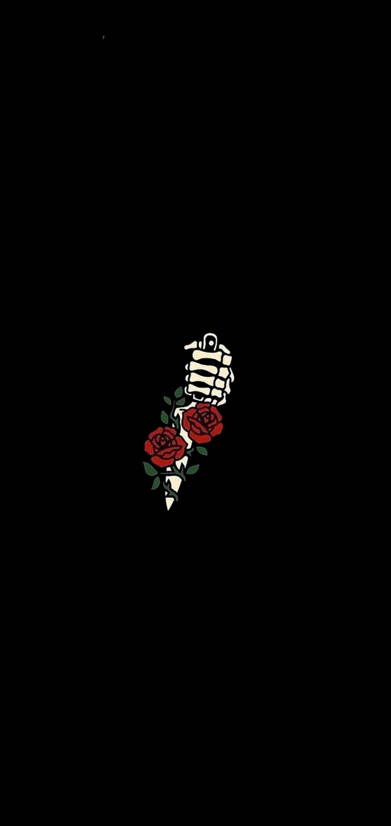 Rose and bone, black, black rose, knife, logo, red rose, white bone, white knife, HD phone wallpaper