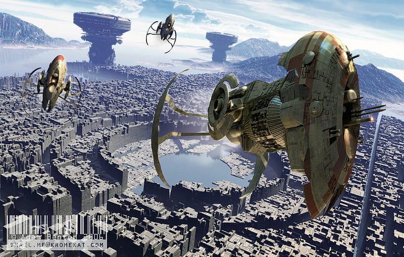 Future city, city, scifi, spaceships, alien world, HD wallpaper | Peakpx