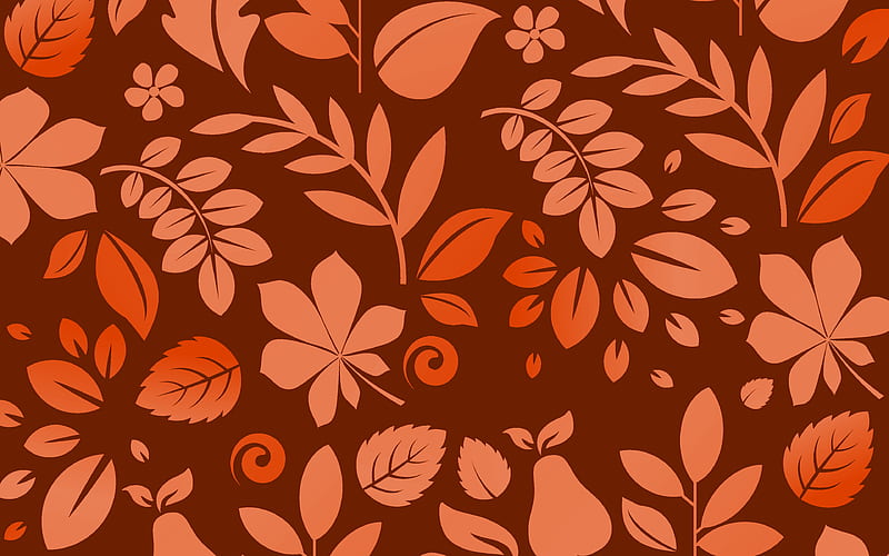autumn leaves texture, orange background with leaves, autumn background, autumn leaves background, retro autumn texture, HD wallpaper