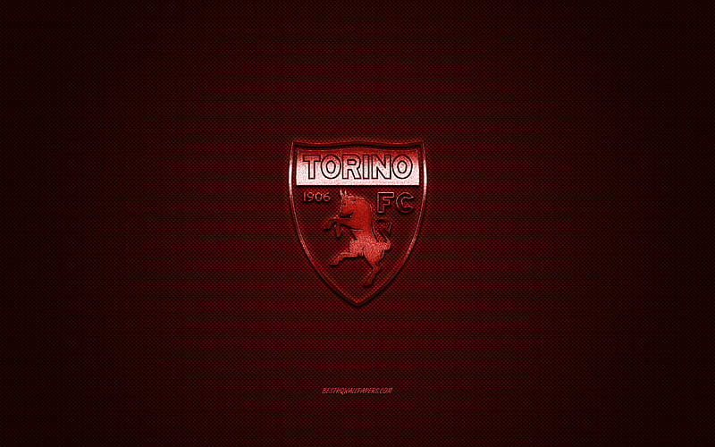Torino FC, Italian football club, Serie A, burgundy logo, burgundy carbon fiber background, football, Turin, Italy, Torino FC logo, HD wallpaper