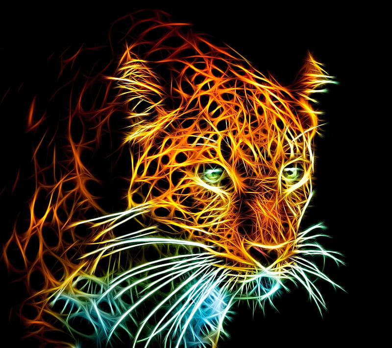 Abstract Leopard, 3d, animal, cat, HD wallpaper