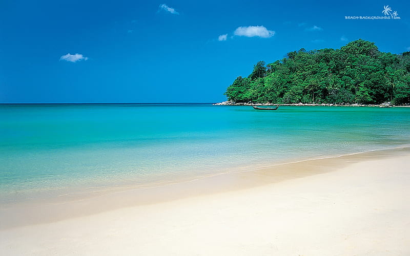 Green Island, North Queensland, Cairns, Australia, ocean, trees, sky, clouds, tan, beach, sand, water, day, white, blue, HD wallpaper