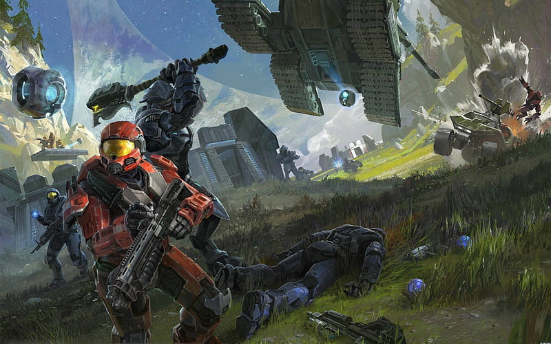 Madness in forge world!, forge world, gravity hammer, forge monitors, Halo, HD wallpaper