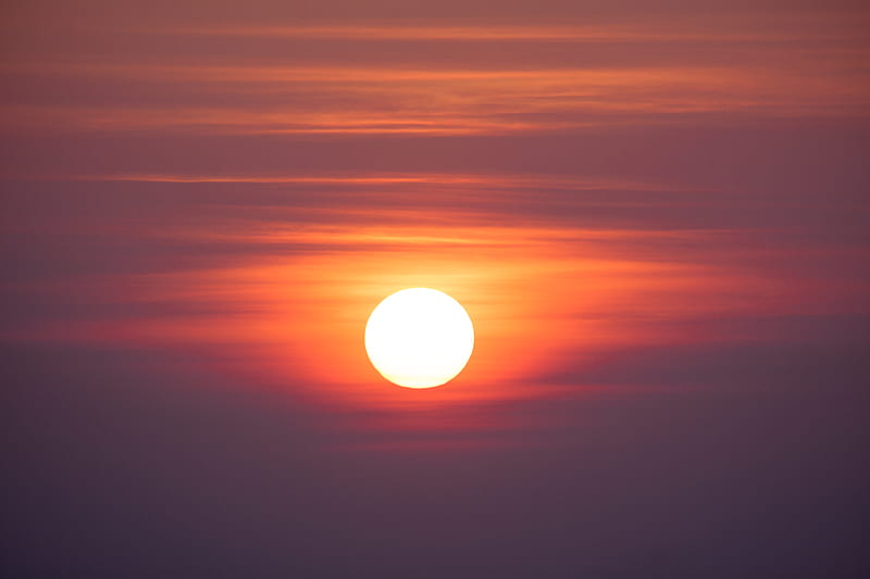 sun, sky, sunset, evening, HD wallpaper