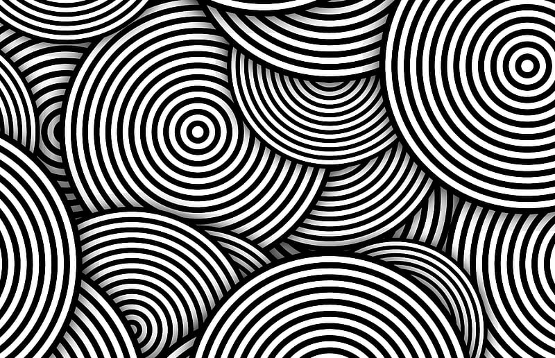 Abstract, Pattern, Circle, Black & White, Minimalist, HD wallpaper
