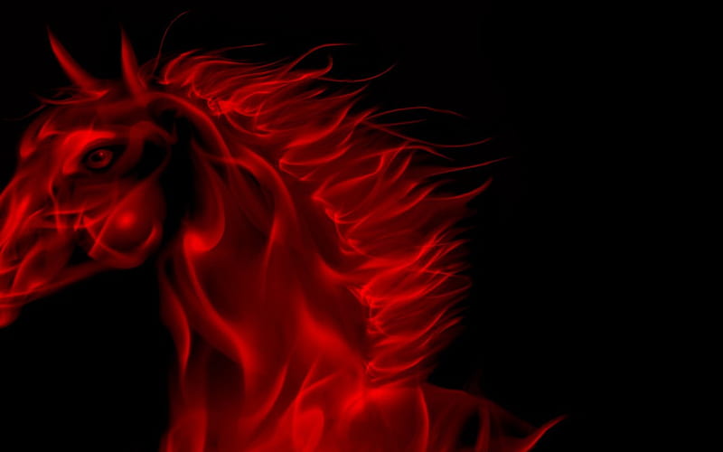 Neon Horse, Black, Horse, Red, Neon, HD wallpaper