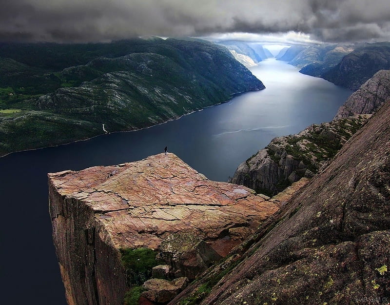 Beautiful Scenery, mountain, nature, cliff, lake, HD wallpaper