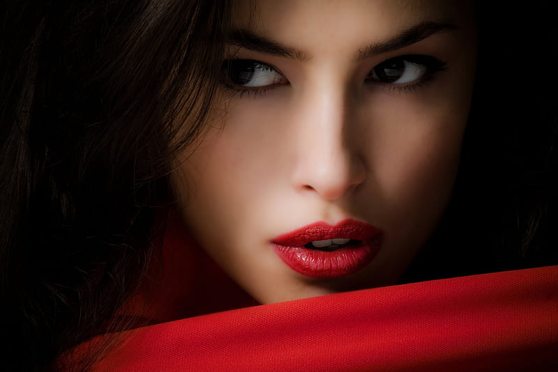 Red Lips Girl , lips, women, girls, HD wallpaper