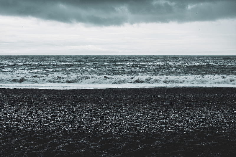 horizon, sea, beach, dark, HD wallpaper