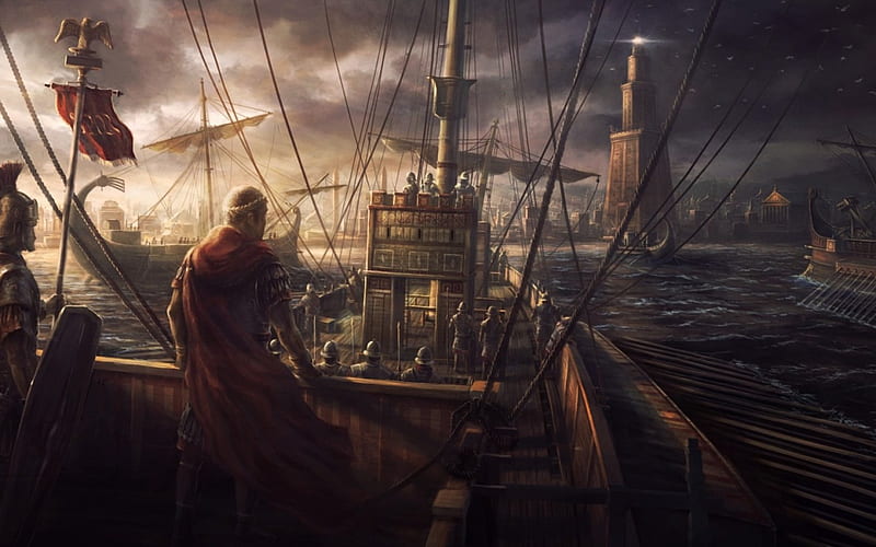 Total War: Rome2, total war, ocean, game, man, sea, fantasy, battle, ship, rome2, HD wallpaper
