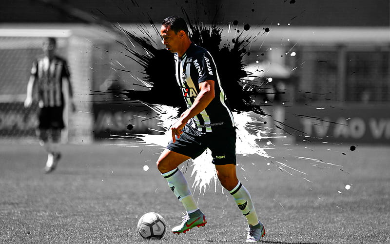 Ricardo Oliveira art, Atletico Mineiro, Brazilian football player, splashes of paint, grunge art, creative art, Serie A, Brazil, football, HD wallpaper