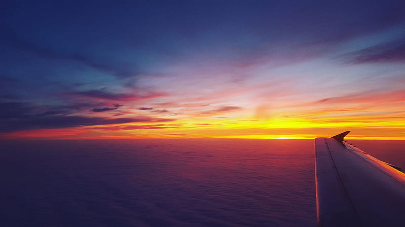 Airplane Dawn Dusk Flight Sunrise Sky, airplane, dusk, sunrise, sky, flight, HD wallpaper