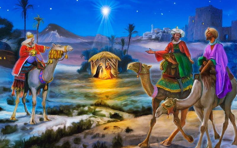 Three Wise Men, nativity, christmas, Bethlehem, camels, HD wallpaper
