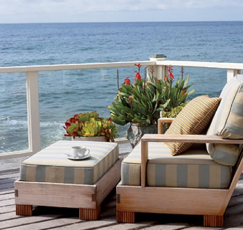 Seaside terrace, seaside, nature, sea, terrace, HD wallpaper | Peakpx