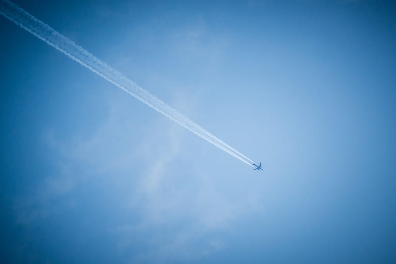 airplane, sky, smoke, trail, HD wallpaper
