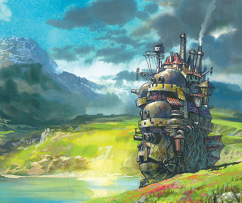 Howls Moving Castle Anime Clouds Field Howl Movie Sky Hd Wallpaper Peakpx