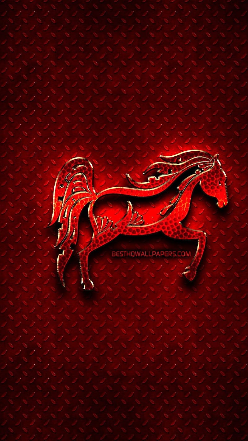 Red Horse, zodiac, horse, animal, HD phone wallpaper