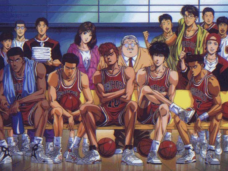 Slam Dunk, kayeda, hanamichi, ryota, basket ball, mitsui, haruko, coach ansai, takanori, ayako, HD wallpaper