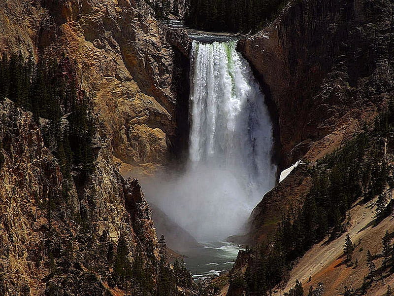 Yellowstone-Lower-Falls, lower-falls, cool yellowstone, HD wallpaper