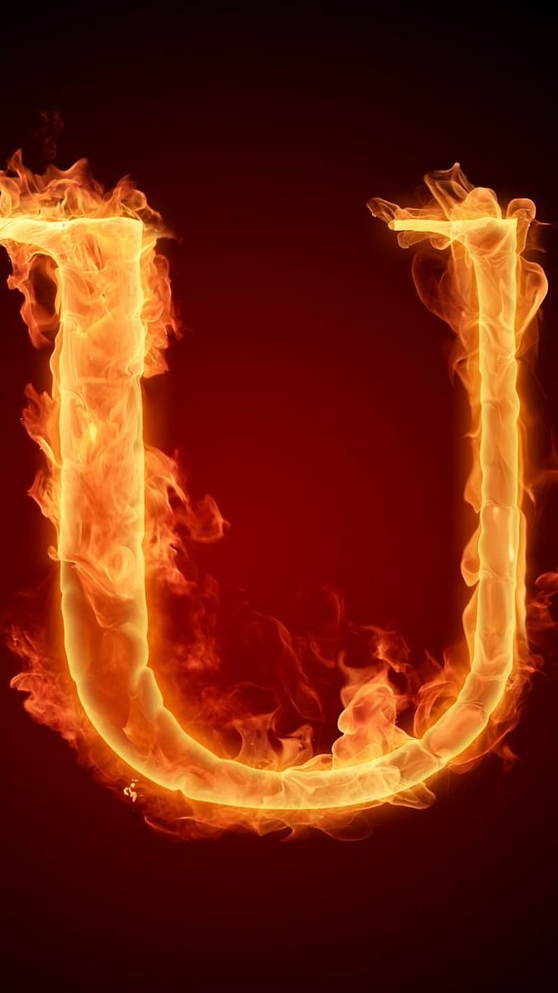 Letters U In Fire Design, letters, fire design, u letter, alphabet, HD phone wallpaper