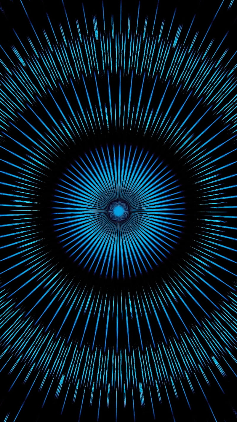 Blue spiral, mandala, black, pattern, desenho, background, neon, HD phone wallpaper