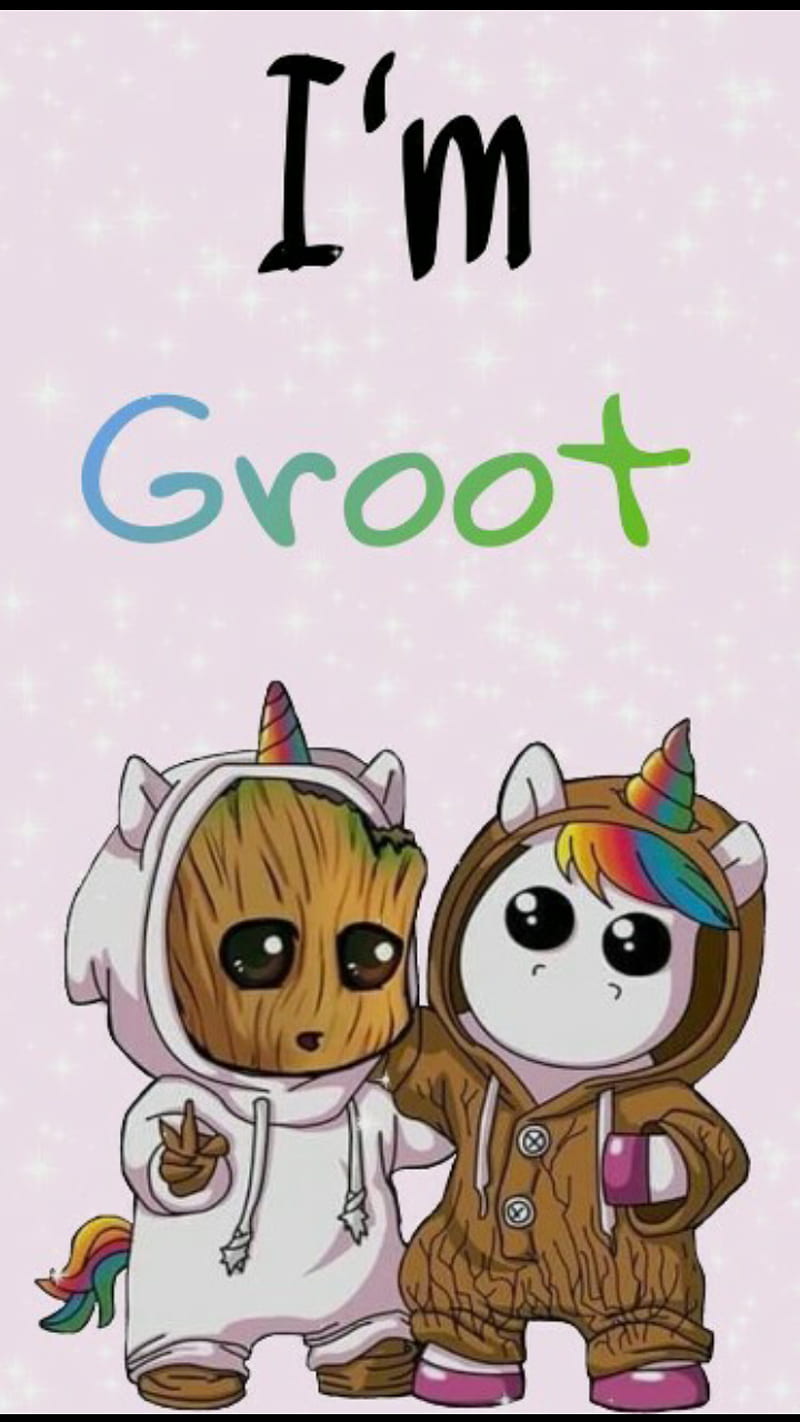 Groot and unicorn, cute, dressed up, HD phone wallpaper