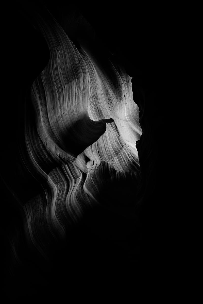 canyon, bw, layers, dark, darkness, HD phone wallpaper