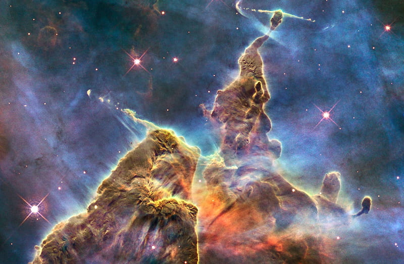 Mountains of Dust in the Carina Nebula, stars, cool, nebula, space, fun, galaxies, HD wallpaper